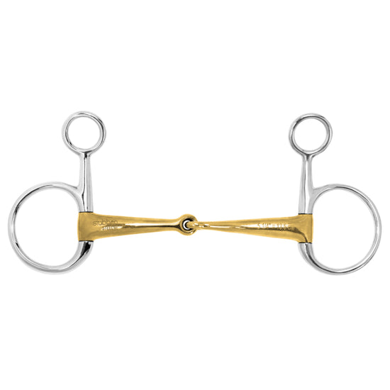 Stübben horse bit featuring a single jointed mouthpiece and classic Baucher cheeks.