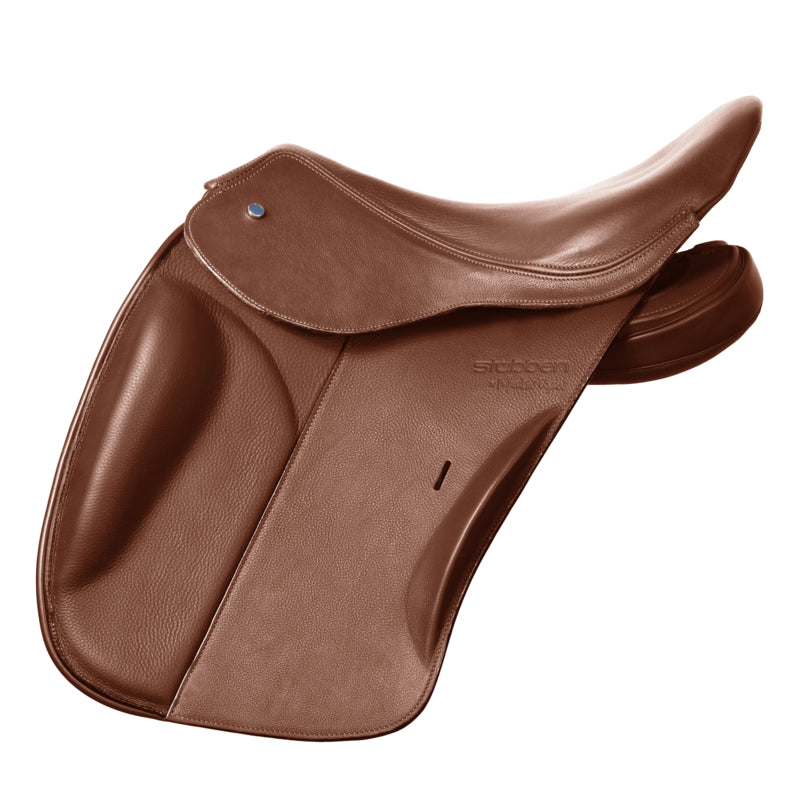 Stübben horse saddle with flaps designed for a close contact riding position.