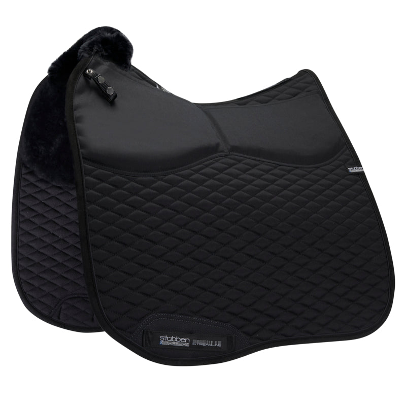 Stübben lambswool dressage saddle pad designed for customised saddle fit.