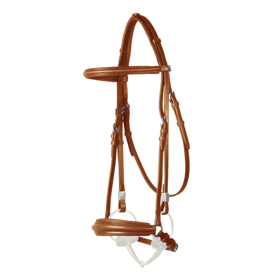 Stübben Leitrim leather bridle featuring a classic Hanoverian noseband for horses.