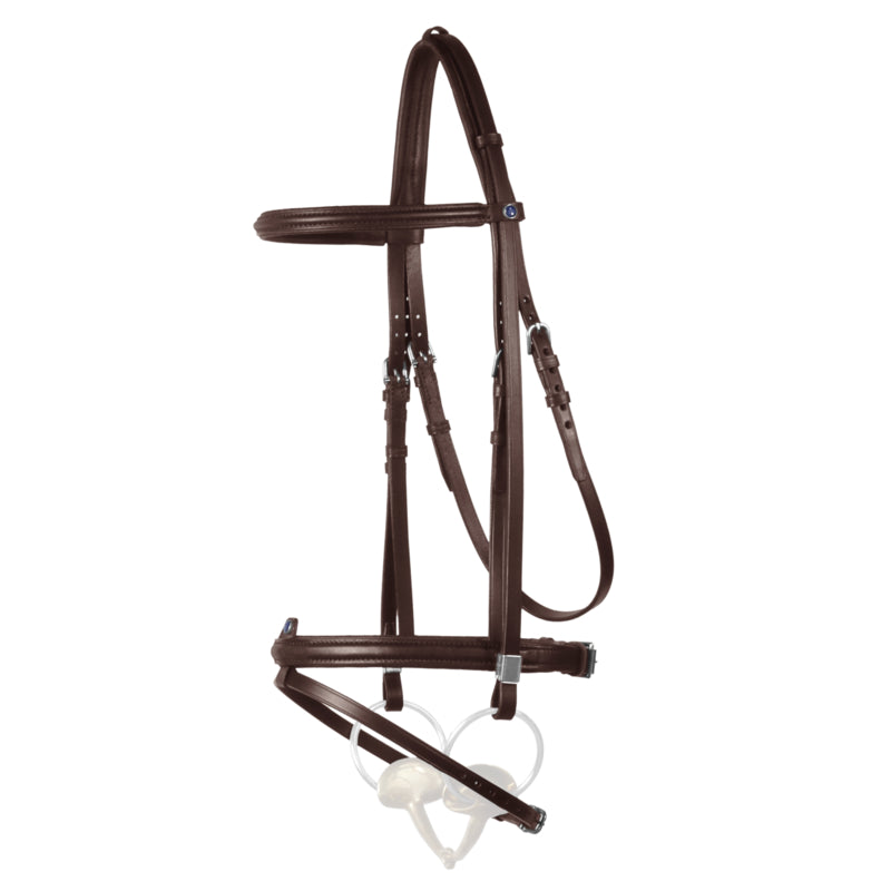 Stübben Leitrim leather bridle featuring a classic flash noseband for horses.