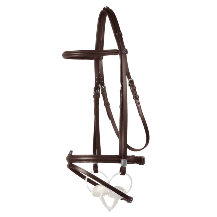 Stübben Leitrim leather bridle featuring a classic flash noseband for horses.