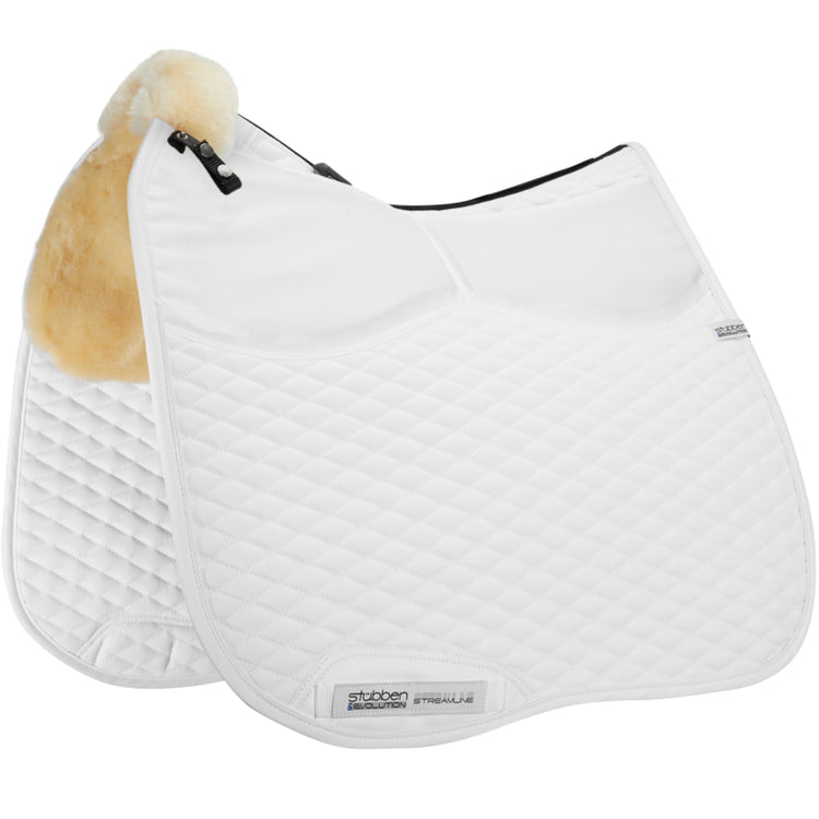Stübben Streamline Adjuster Lambswool Dressage Pad with adjustable foam inserts.