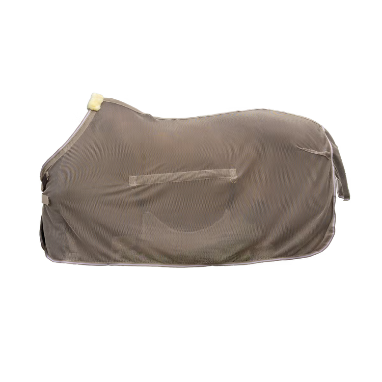 Summer fly rug with belly protection for horses during warm weather.