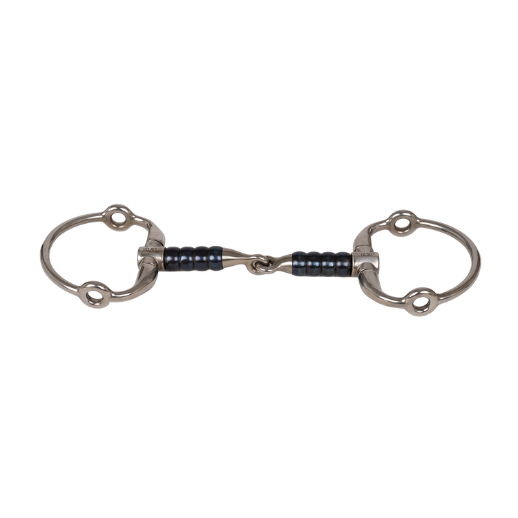 Sweet Iron gag bit with movable rollers for tongue activity and softer contact
