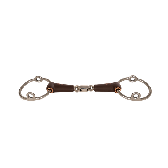 Synthetic gag bit for sensitive horses requiring a smooth mouthpiece