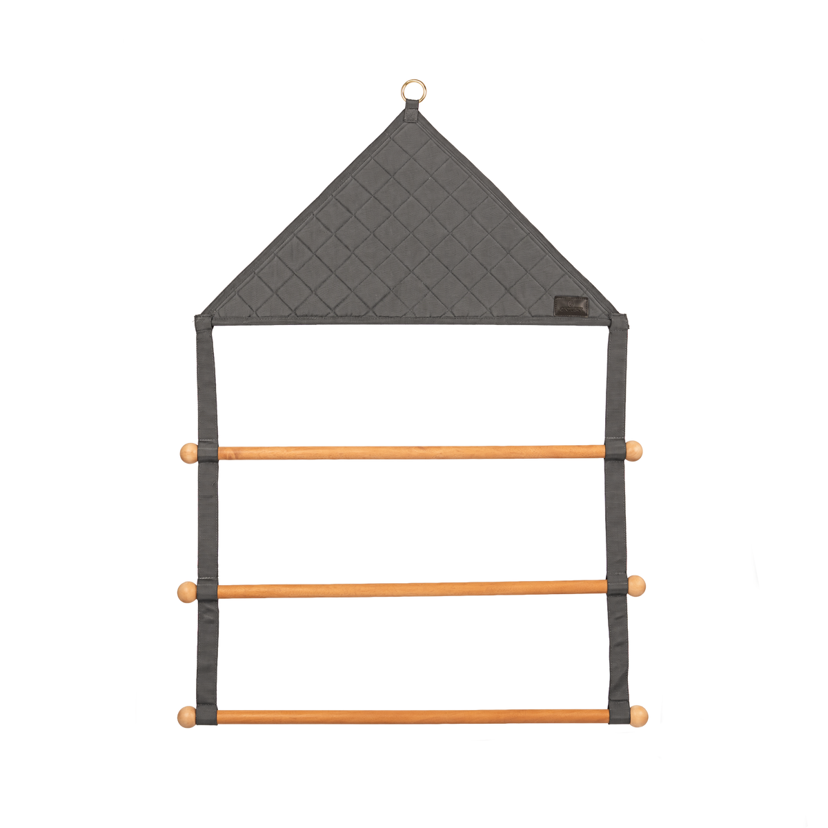 Tack room blanket hanger with convenient metal hanging ring