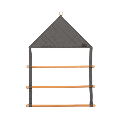 Tack room blanket hanger with convenient metal hanging ring