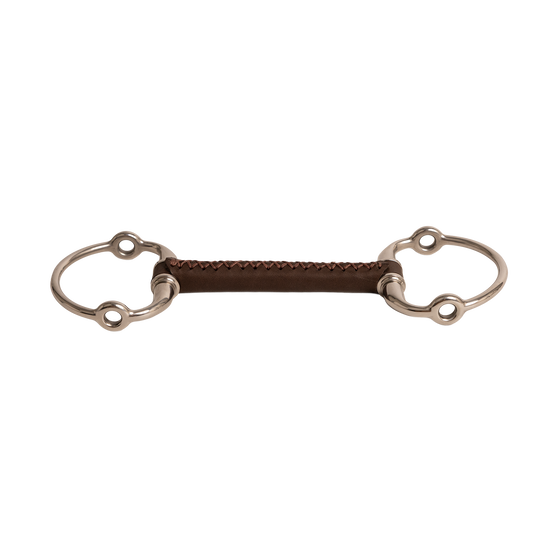 Velari eggbutt gag bit featuring a natural leather mouthpiece