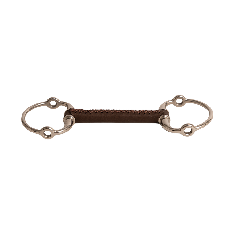 Velari eggbutt gag bit featuring a natural leather mouthpiece
