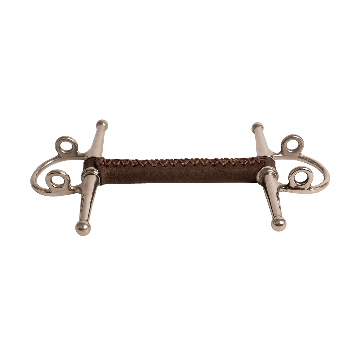 Velari full cheek gag bit featuring a natural leather mouthpiece