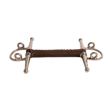 Velari full cheek gag bit featuring a natural leather mouthpiece