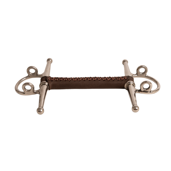 Velari full cheek gag bit featuring a natural leather mouthpiece