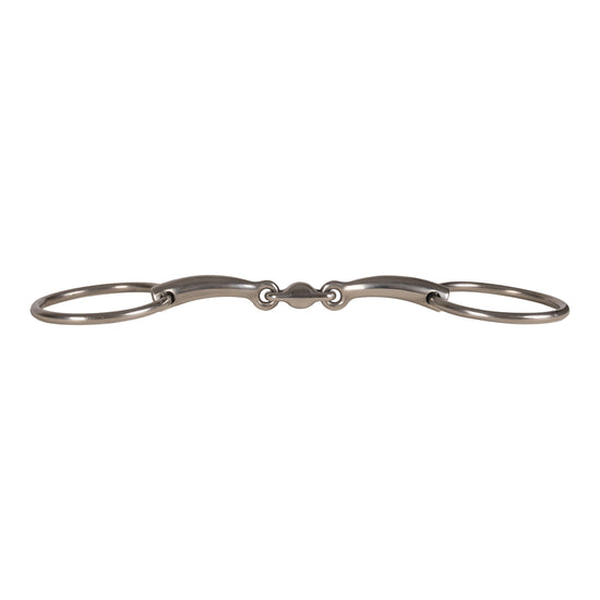 Velari stainless steel double-jointed snaffle with mobile loose rings