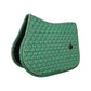 Velvet horse print saddle pad with elegant double twisted piping