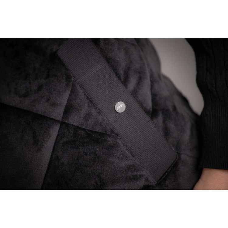 Velvet-touch equestrian gilet with high insulating collar