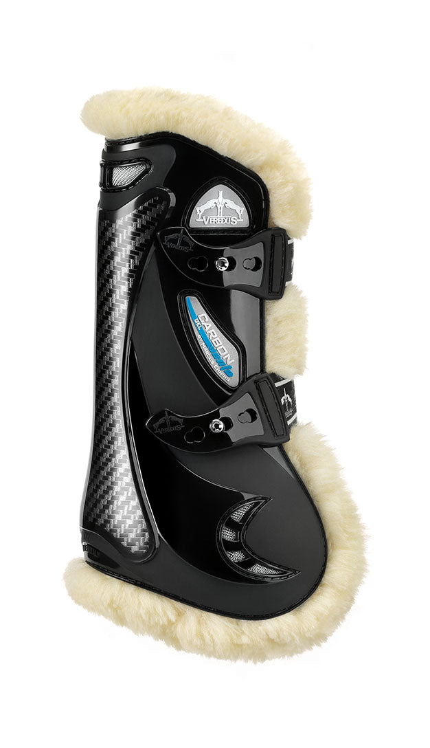 Carbon tendon boots with synthetic sheepskin