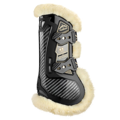 Carbon tendon boots with synthetic sheepskin