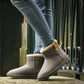 Warm boots for horse riders during winter stable and outdoor activities.