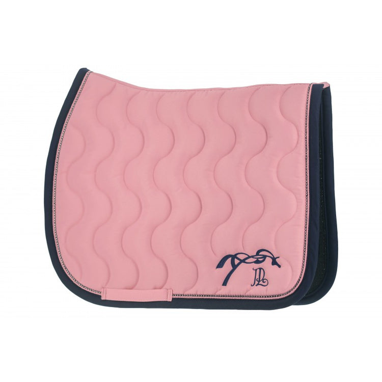 Wave quilted horse saddle pad with an ergonomic backline and secure girth loops.