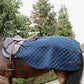 Winter riding rug for horses designed for comfortable cold weather exercise.