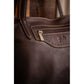 Leather tote bag for women with spacious interior and secure zip closure.