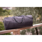 Women’s leather shoulder travel bag with removable long strap.