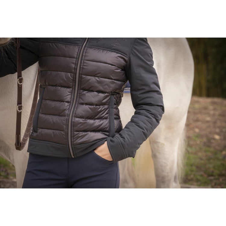 Women’s quilted riding jacket for training and everyday stable wear.