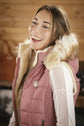 Fleece-lined equestrian vest for riders with subtle glitter detailing.