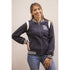 Women’s riding sweatshirt with full front zip and practical pockets.