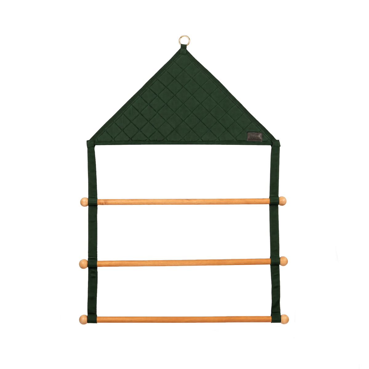 Wooden bar saddle pad storage organiser for airing equestrian textiles