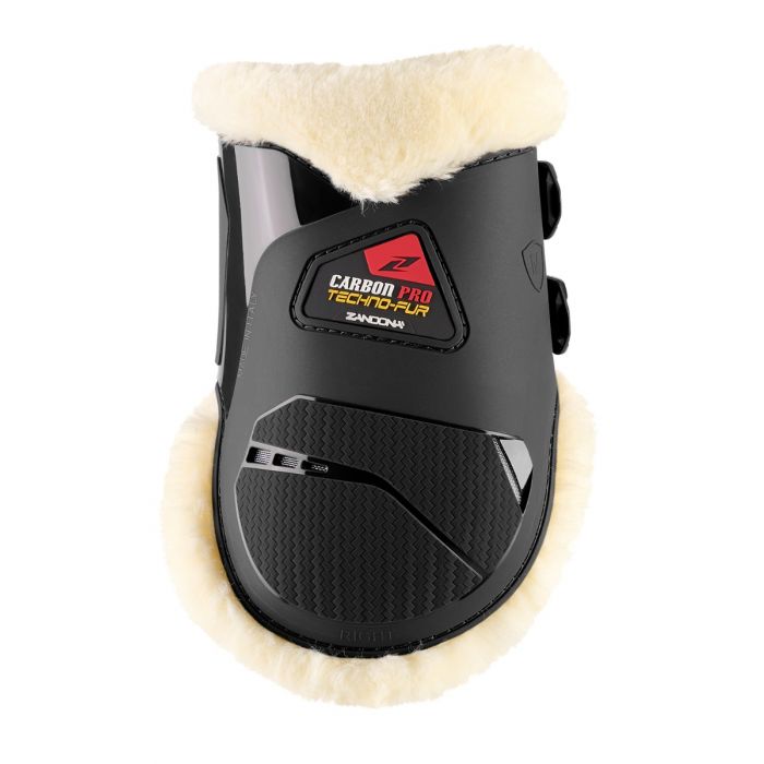 Close-up of the soft Techno-Fur trim on Zandona Carbon Pro fetlock guards.