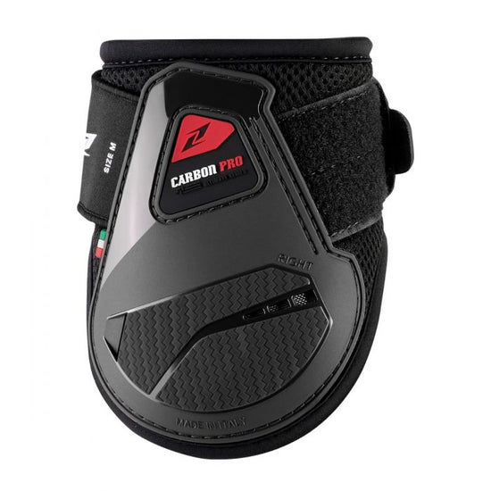Side profile of the Zandona Carbon Pro Young fetlock guards.