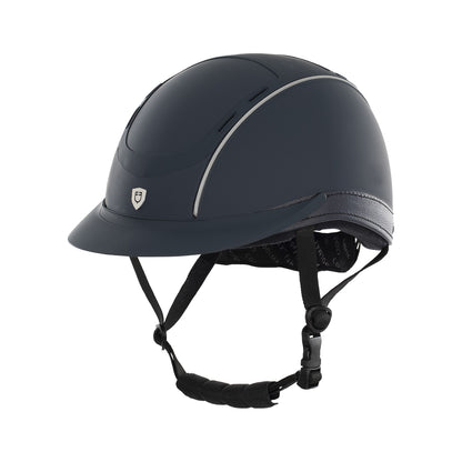 navy matt helmet with leather details