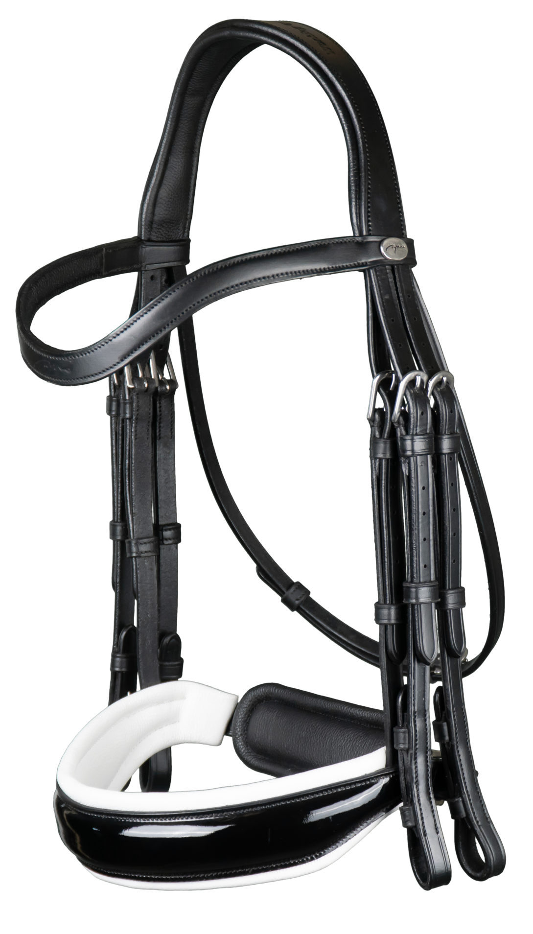Double bridle with white noseband