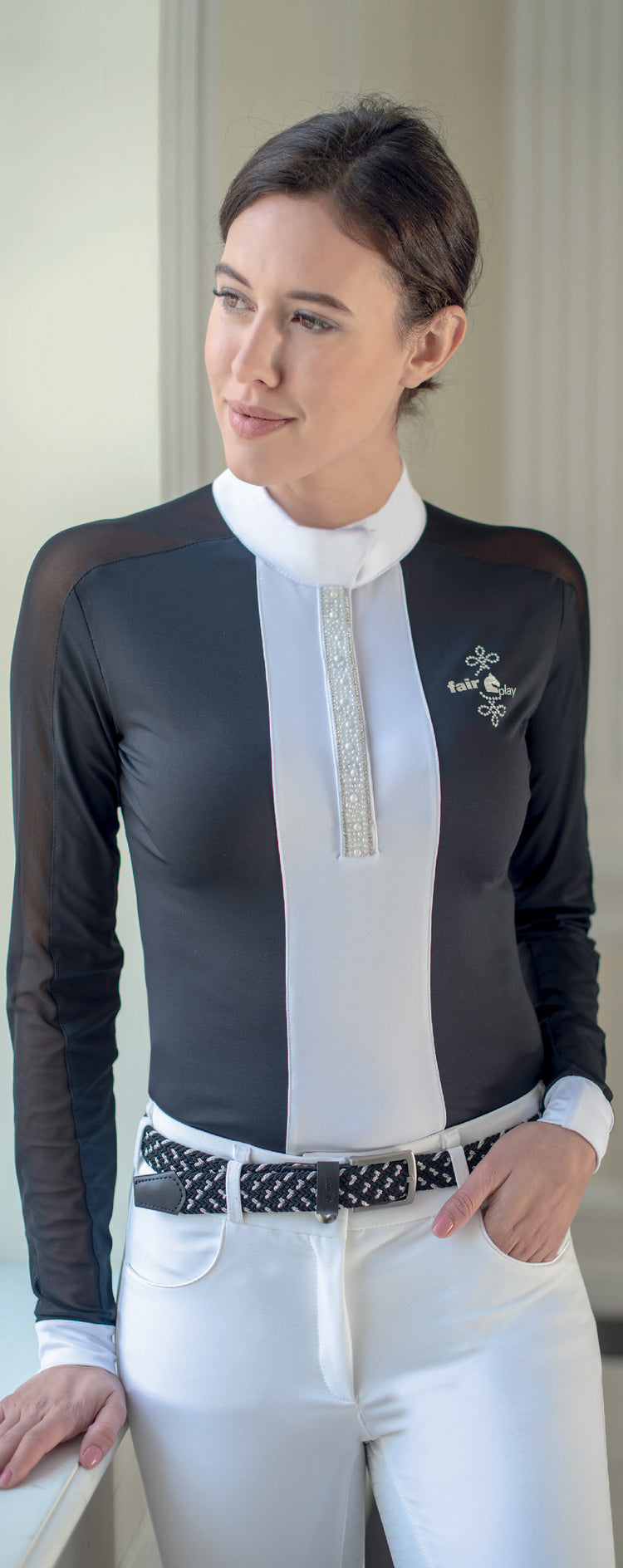 Black show shirt with see-through sleeves