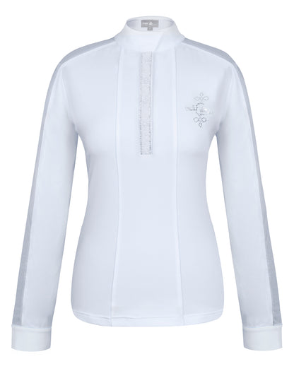 White show shirt with white pearls