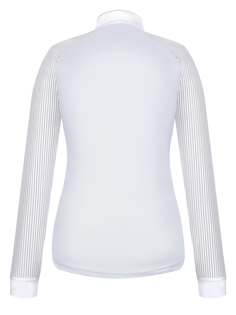 White competition shirt with grey stripes for ladies