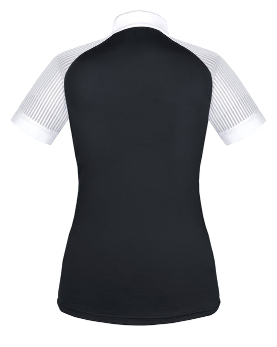 Black show shirt with grey stripes and crystals