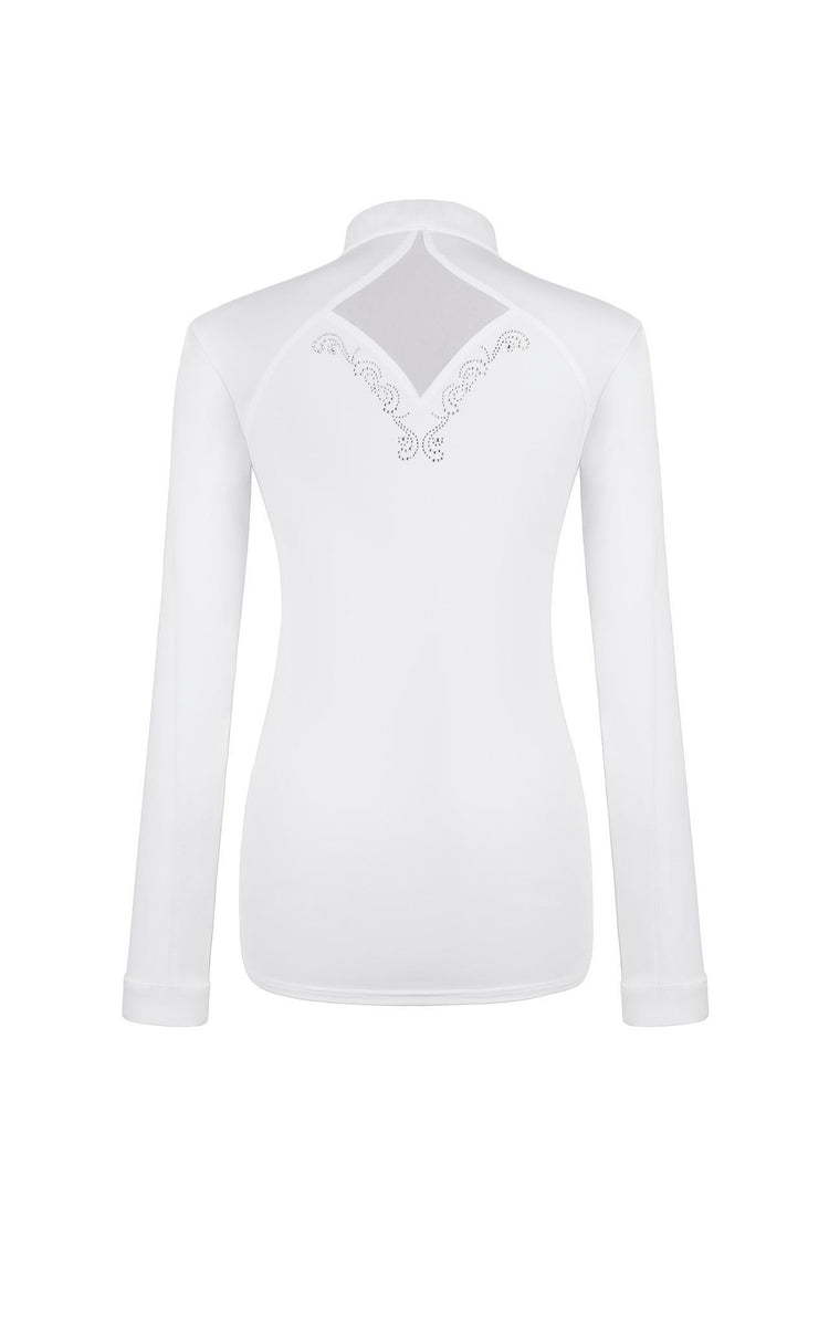 white competition shirt with crystals