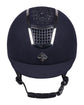 navy blue riding helmet with details