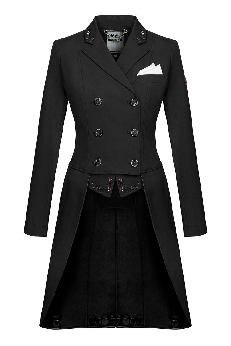 Black Dressage Tail Coat with Rose gold