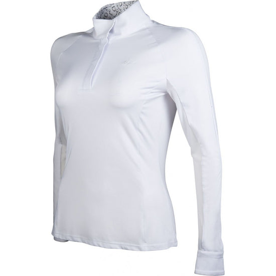 white long sleeve competition shirt with decorated collar