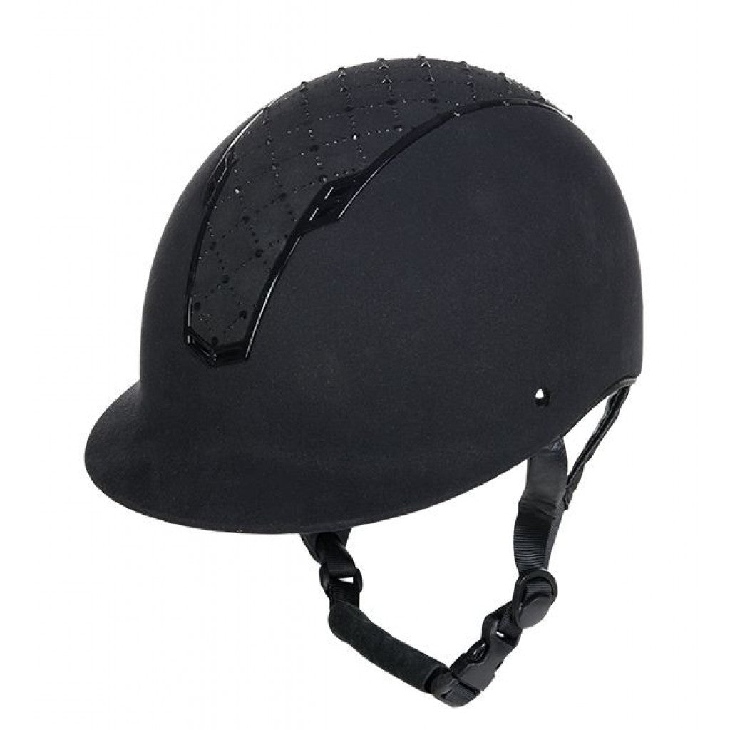 Black helmet with black crystals