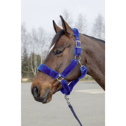 faux fur halter for horses royal blue