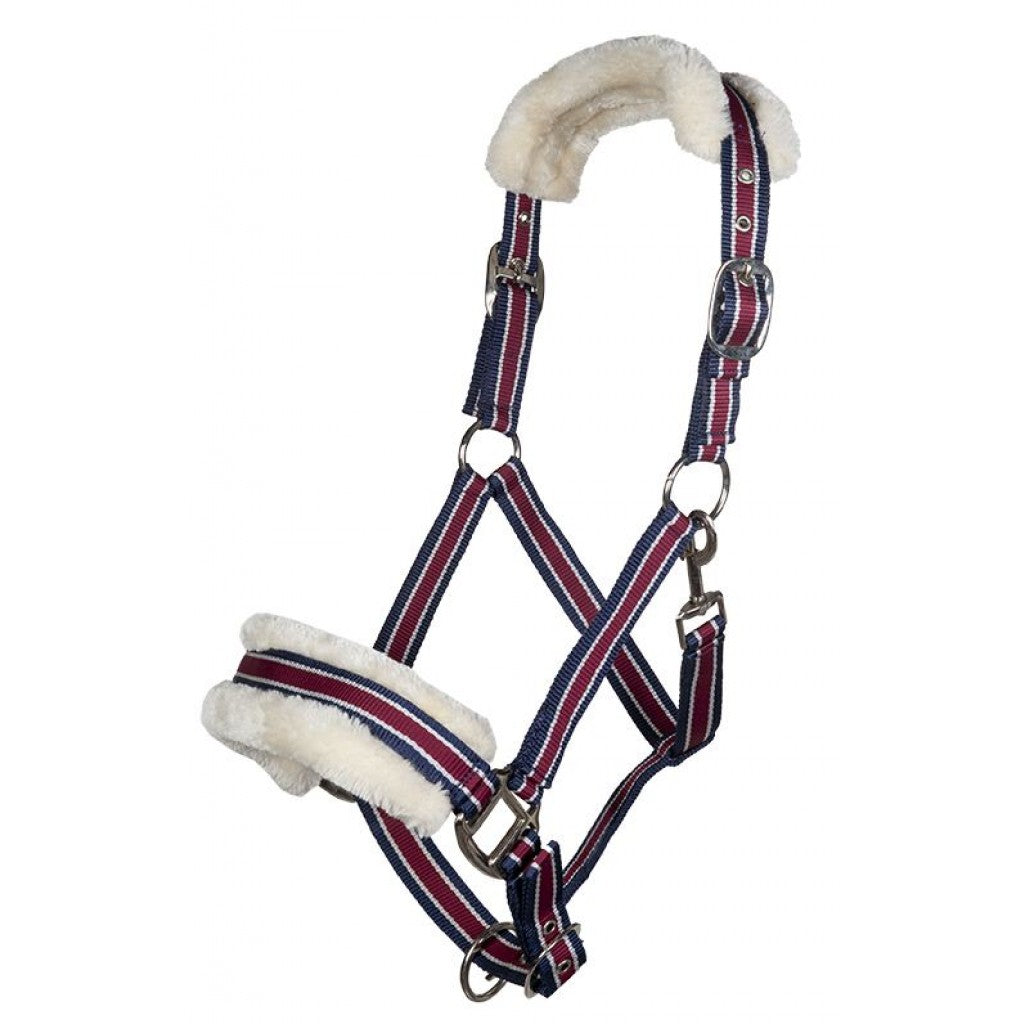 Nylon halter with faux sheepskin