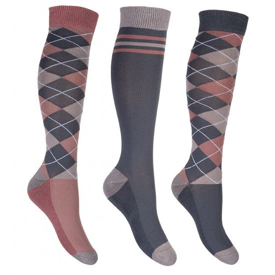 3 pairs of pink, grey riding socks 