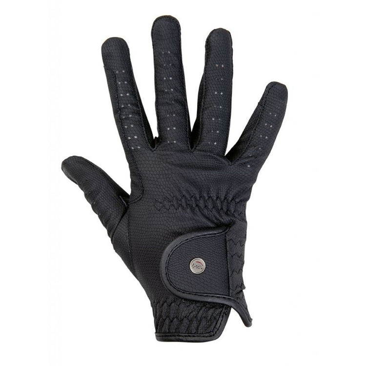 Black artificial leather riding gloves Design