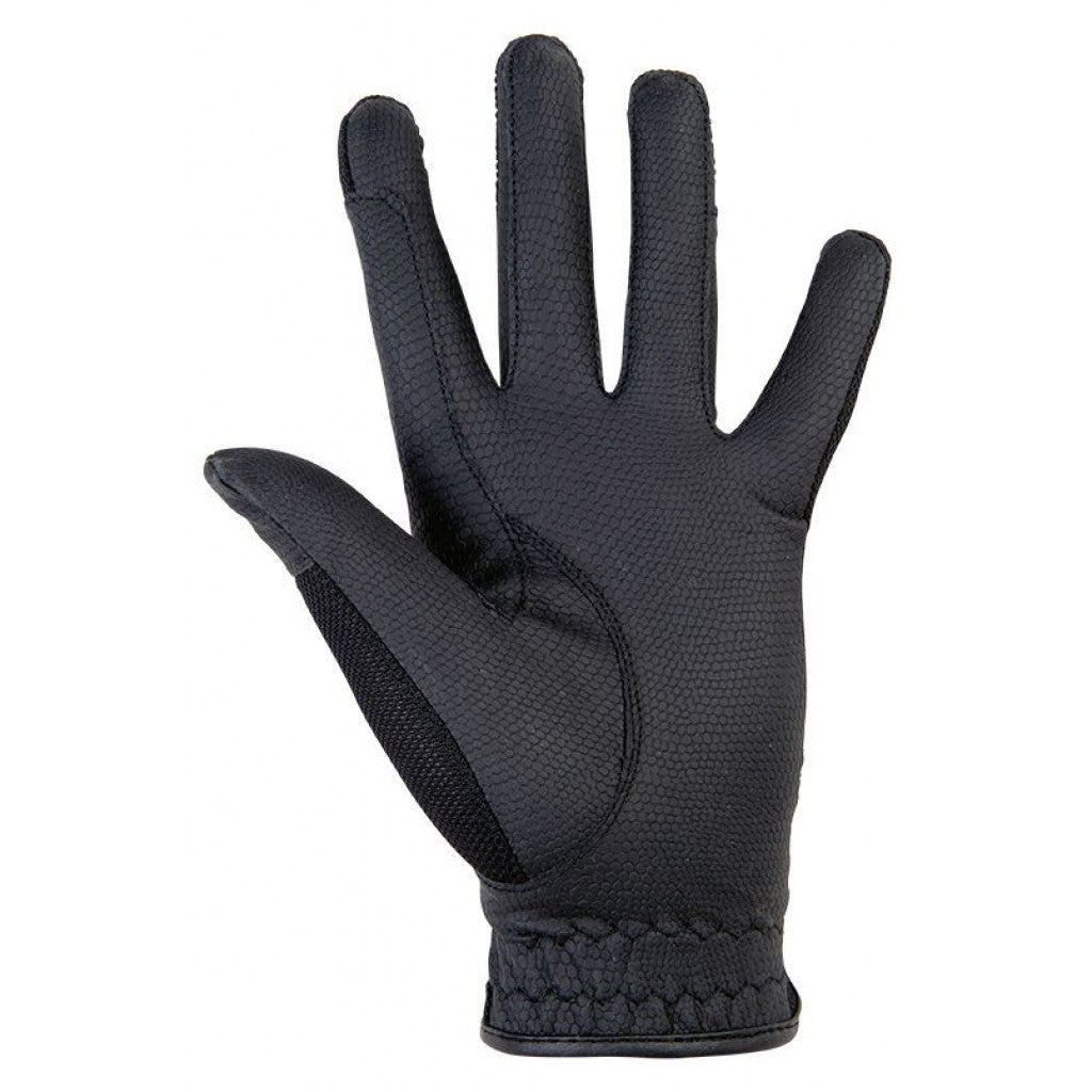Black riding gloves with reinforced palm