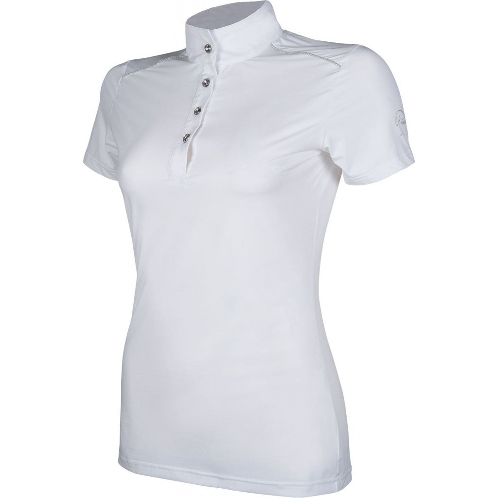 White show shirt with crystal buttons for riders